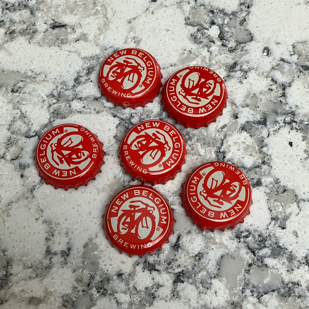 6 New Belgium Brewing Beer Bottle Caps